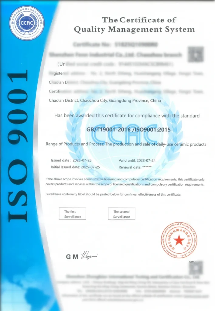 ISO9001 Minimalist ceramic dinnerware set